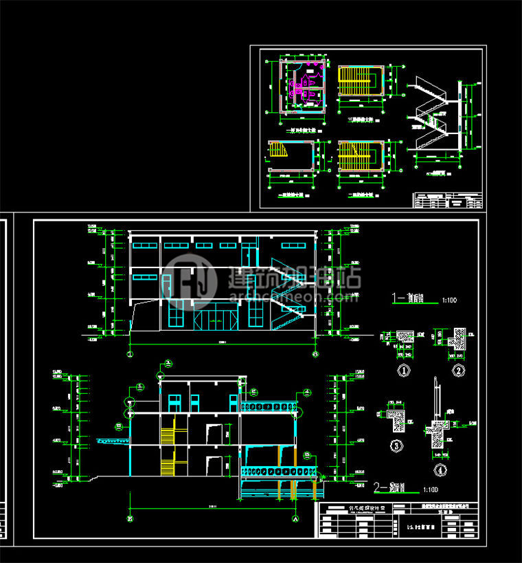 建筑图纸114工业厂房建筑方案设计包有SU模型+cad图纸+效果图