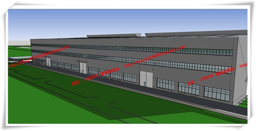 建筑图纸110厂区厂房园区电子厂房区办公cad效果图su模型3D模型