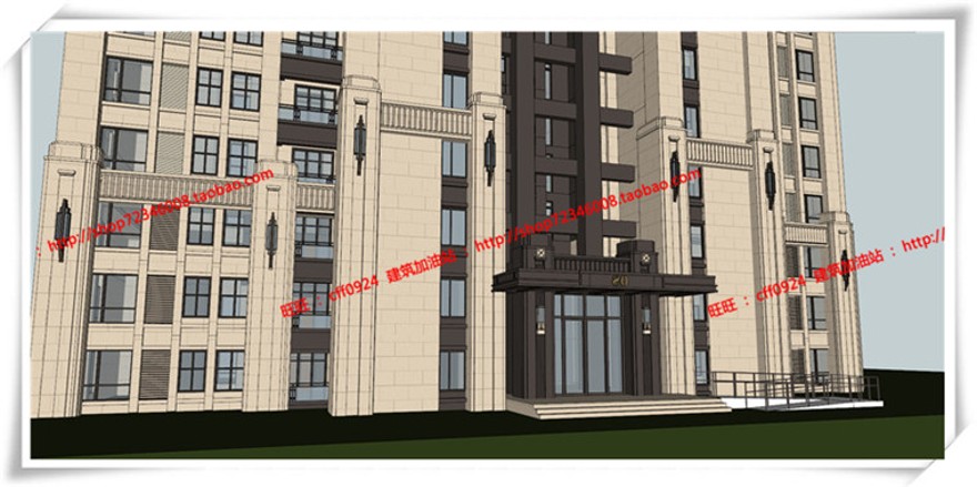 建筑图纸301高层住宅住宅楼单体住宅18F住宅楼cad图纸+su模型+效果图