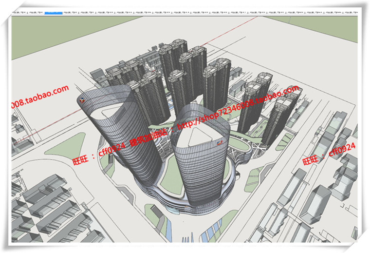 建筑图纸208商业设计综合体景观建筑规划项目/商业su模型+效果图+cad图纸+ppt
