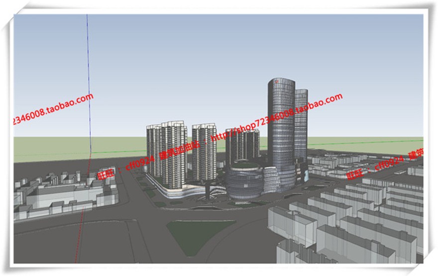 建筑图纸208商业设计综合体景观建筑规划项目/商业su模型+效果图+cad图纸+ppt