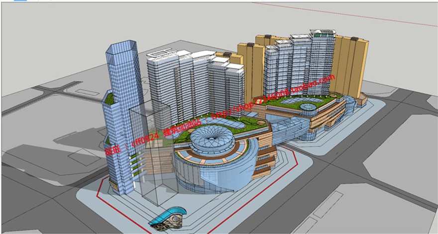 su草图模型cad图纸效果图文本城市规划设计设计综合体/商业购物中建筑资源