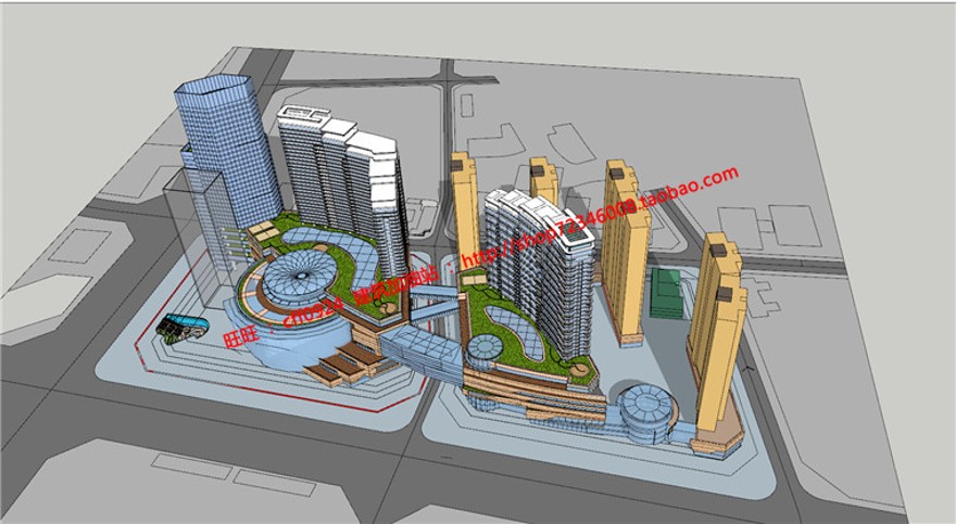 su草图模型cad图纸效果图文本城市规划设计设计综合体/商业购物中建筑资源