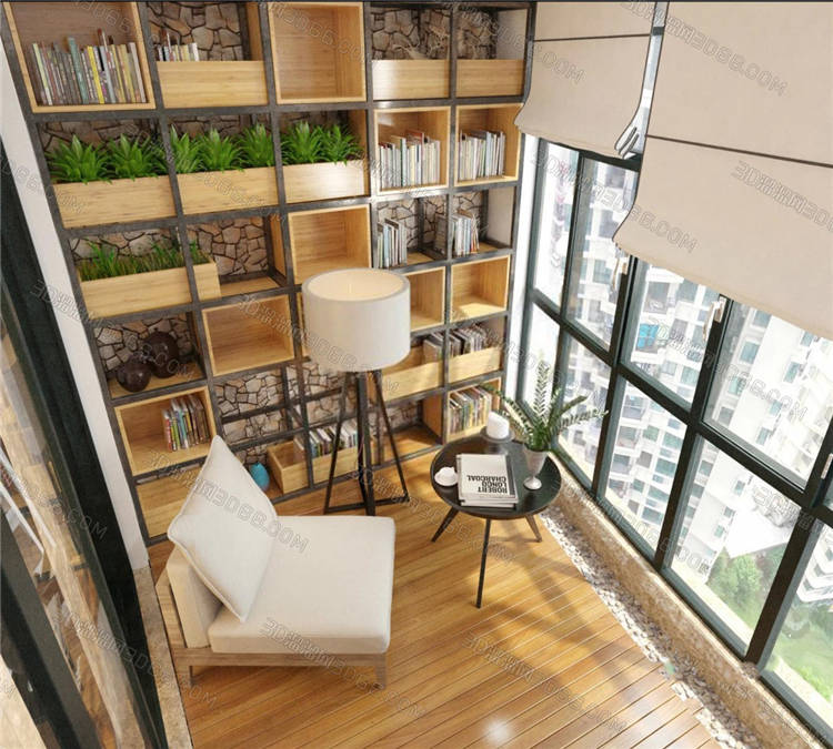 建筑景观室内-庭院阳台3Dmax模型_室内家装工装卧室客厅单体3D模型5