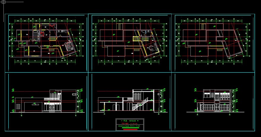 现代风风车商业别墅图纸带效果图-CAD方案平面图/立剖面图/施工图系列