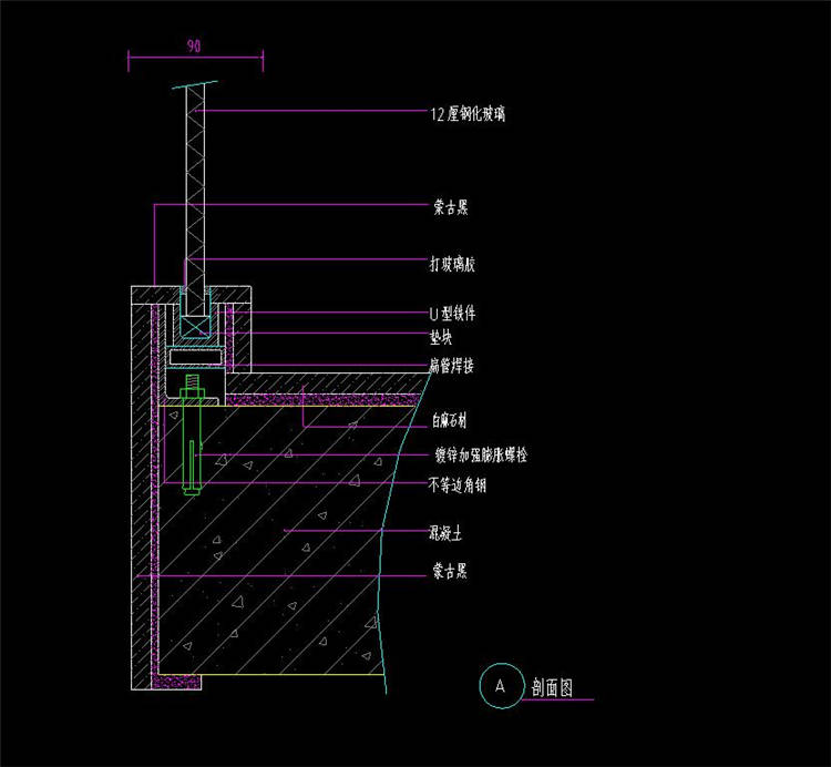 楼梯栏杆固定详图-CAD方案平面图/立剖面图/施工图系列