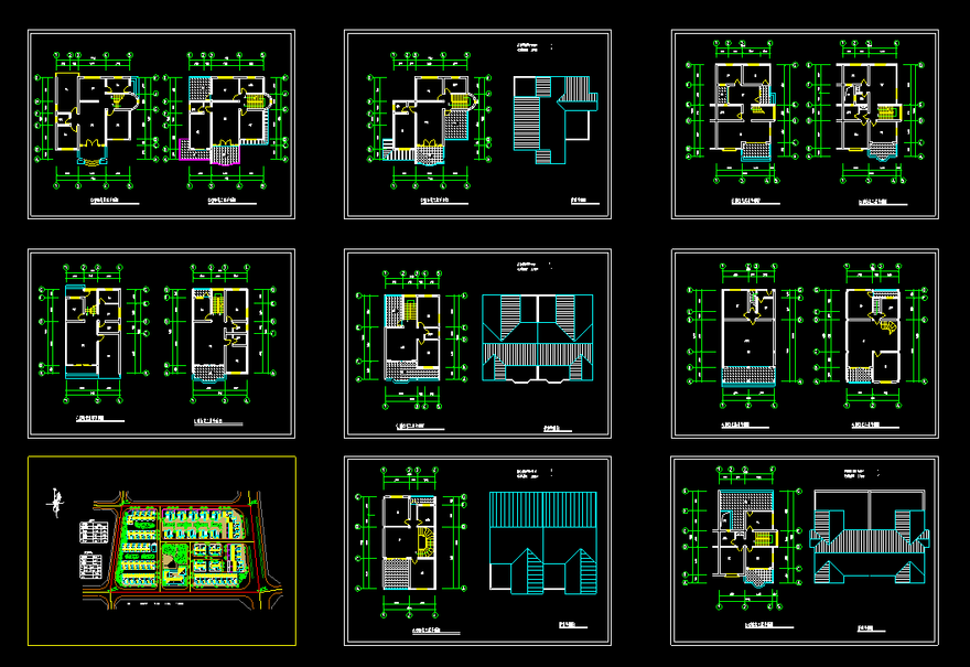高层住宅公寓居住小区洋房规划(10)-CAD方案平面图/立剖面图/施工图系列