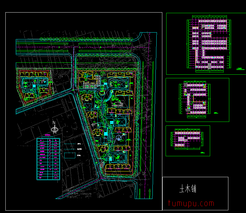 cad高层住宅公寓居住小区洋房规划(4)-CAD方案平面图/立剖面图/施工图系列