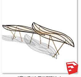 现代风廊架SU模型sketchup模型32-SU建筑景观室内模型
