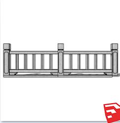 中式栏杆SU草图模型sketchup模型14-SU建筑景观室内模型