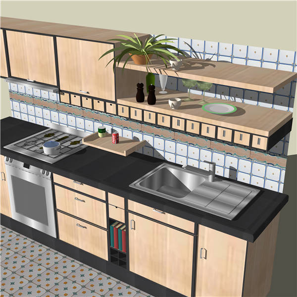 厨房橱柜cucinaikea3-SU建筑景观室内模型