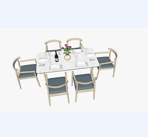 中式、日式餐桌-SU建筑景观室内模型