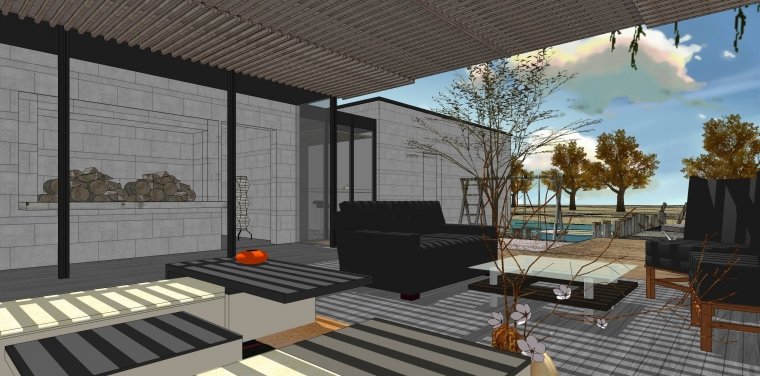 sketchup休闲式会所-现代风建筑-一层-sketchup建筑景观室内模型