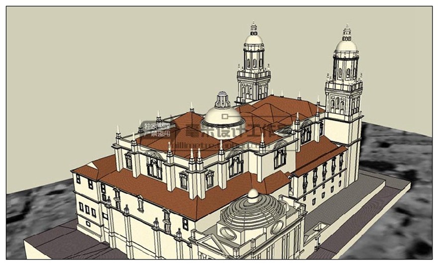 模型-教堂古堡城堡SU模型西方欧式美式古建塔楼酒堡-sketchup建筑景观室内模型