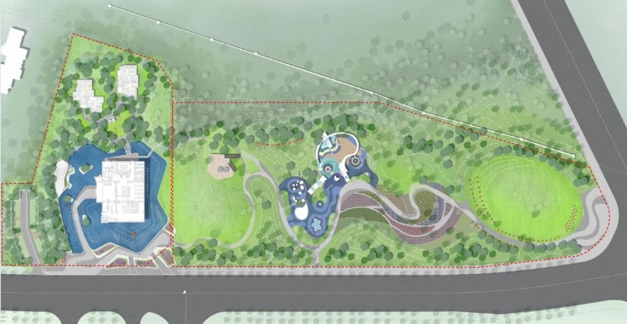 互动科技装置-网红打卡圣地-极品流线空间-金茂某顶豪项目地产项目展示区景观设计方案+实景照片+CAD总图