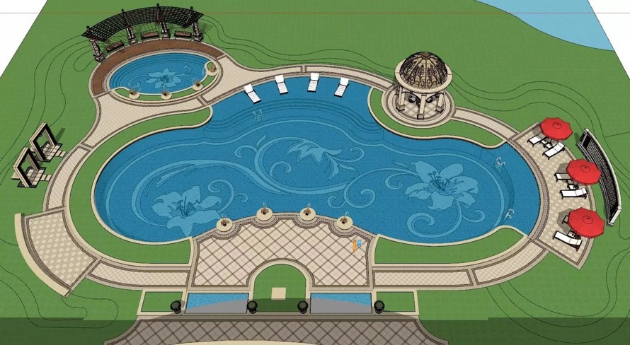 经典级泳池设计-标准化方案参考-顶豪项目园林院标准化系列之-《游泳池标准化》（包括：4个中高端泳池标准化模型+CAD平面）