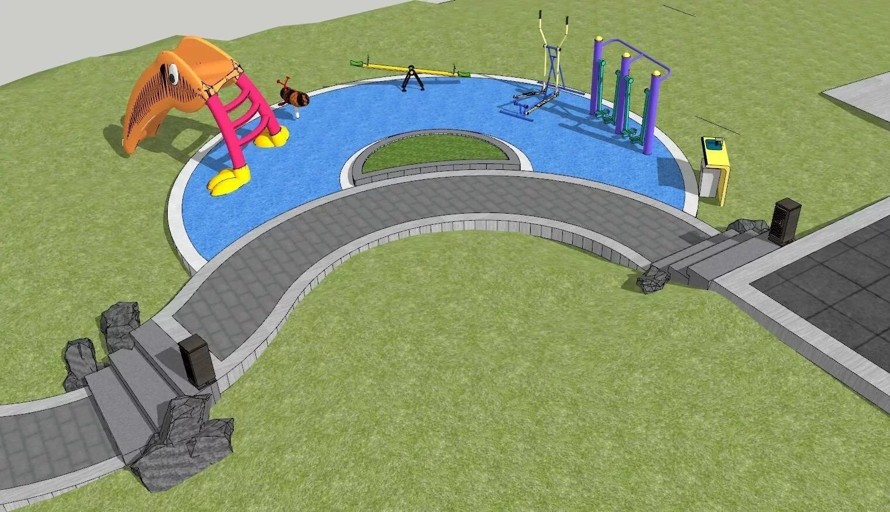 海盗船-坡地滑梯-儿童沙坑-蘑菇小品-顶豪级地产项目展示区儿童乐园景观设计精品SU模型（该项目资为：5个SU精细模型）