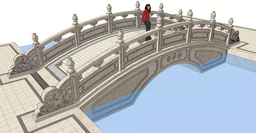 亭桥-平板桥-单孔桥-九曲桥-小飞桥-顶豪项目大院经典新中式标准化-《景观桥方案+模型》（5个景观桥方案+SU模型）