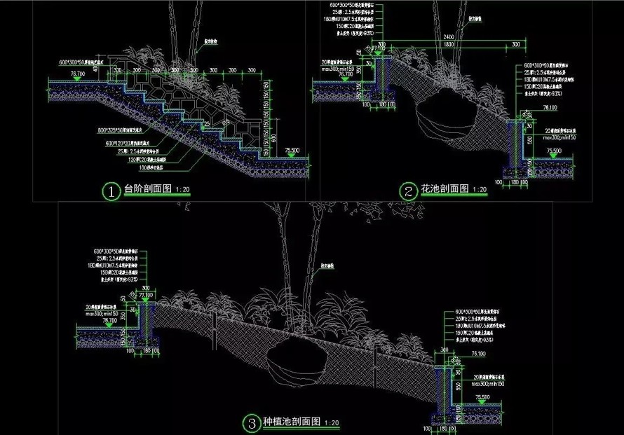 优质施工图-涵洞挡墙-钢构异形廊架-大高差河岸架空平台-某城市大型滨水生态公园全套施工图（园建+植物+水电+结构）