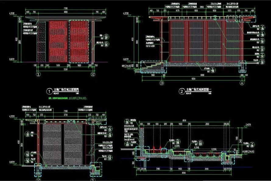 新亚洲风格风格-新中式-顶豪项目参考最新整理-特色亭廊、风雨廊SU模+CAD施工图（3个廊架SU+CAD施工图和3个廊亭ACD施工图