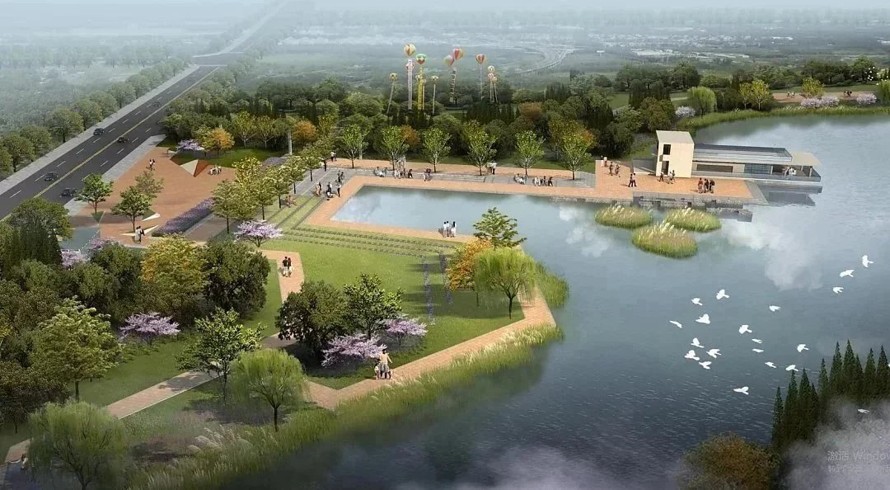 八万平可呼吸路面-五万平海绵型湿地-某市湖区生态公园景观设计方案
