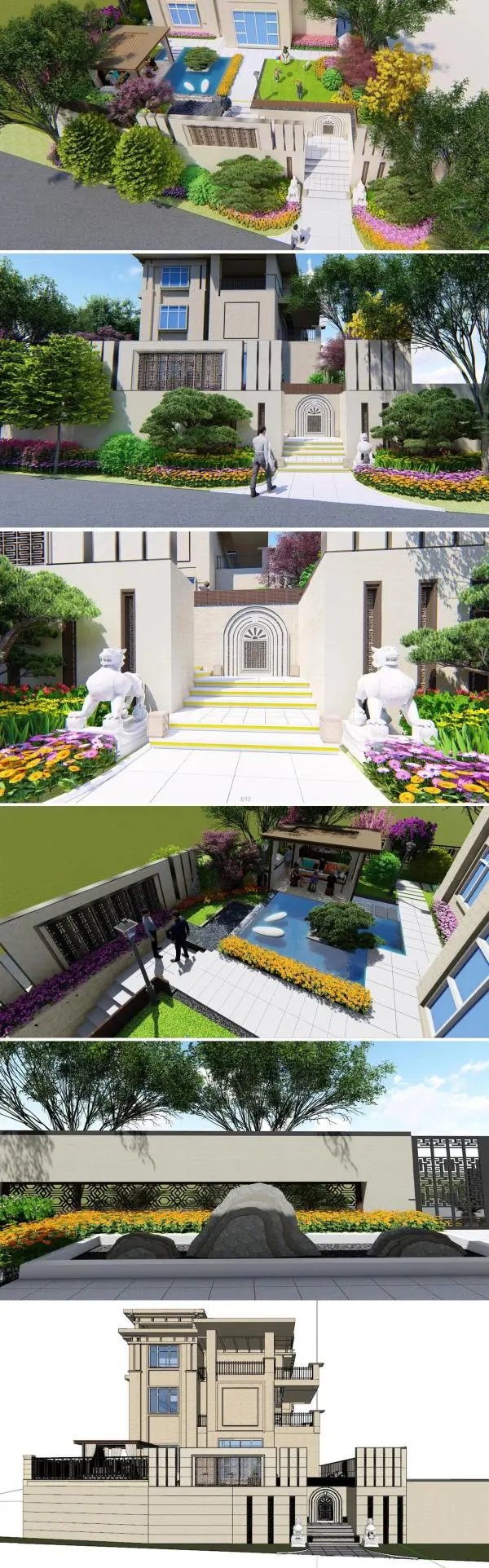 非常巧妙的空间布局-极其精致的私家庭院-某顶豪私家庭院景观设计方案+SU模型+部分施工图+PSD彩平及排版源文件