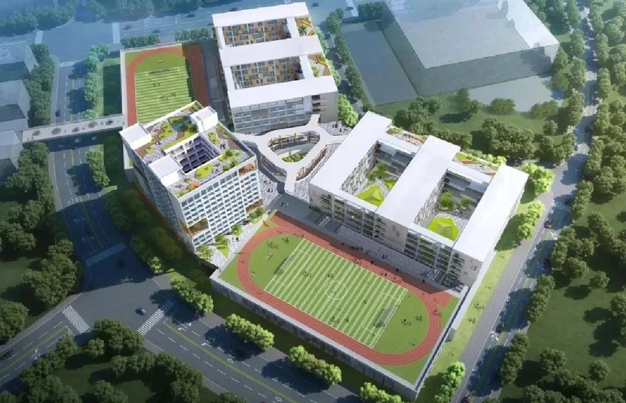 极简造型造型主义现代风格-生态校园垂直绿化-广东某实验中学南校区二期景观全套竣工图（全套包括：园建+绿化+水电）