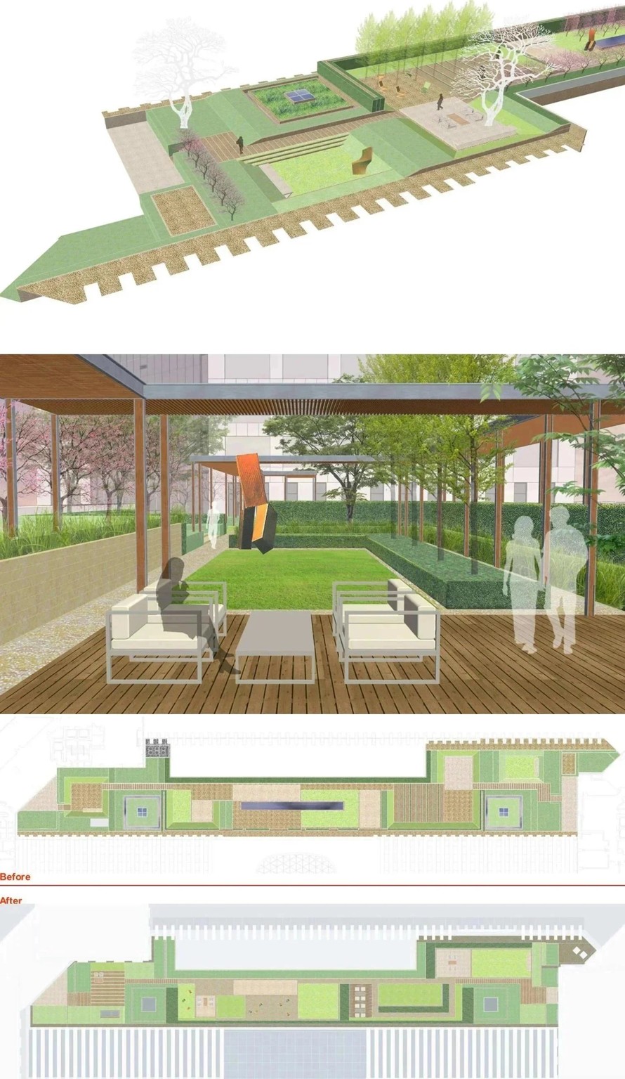 现代诗意的极简造型造型设计-材料工艺的经典参考-某商业地块及屋顶花园景观设计方案+全套施工图+实景照片