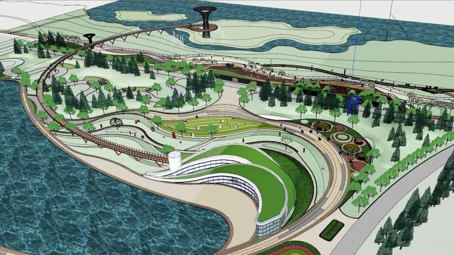 大手笔公园方案-大师级精品模型-某市政公园景观SU精细模型