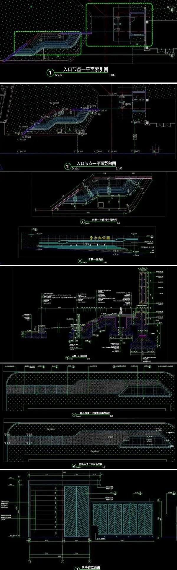 艺术构图的线性景观-现代设计的变化统一-某顶豪地产项目大区景观设计全套施工图（全套包括：园建+水电+植物）