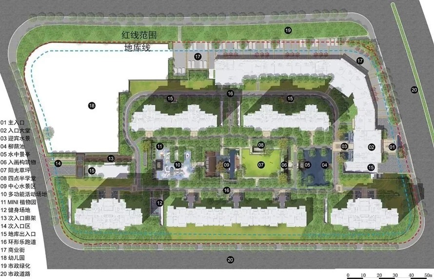 旭辉地产倾心打造-某城市新豪宅代表项目展示区景观方案+园建施工图+SU模型