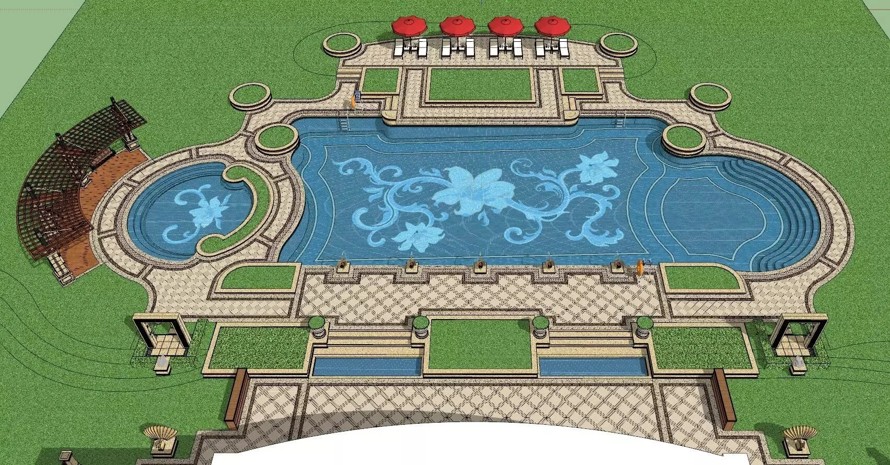 经典级泳池设计-标准化方案参考-顶豪项目园林院标准化系列之-《游泳池标准化》（包括：4个中高端泳池标准化模型+CAD平面）