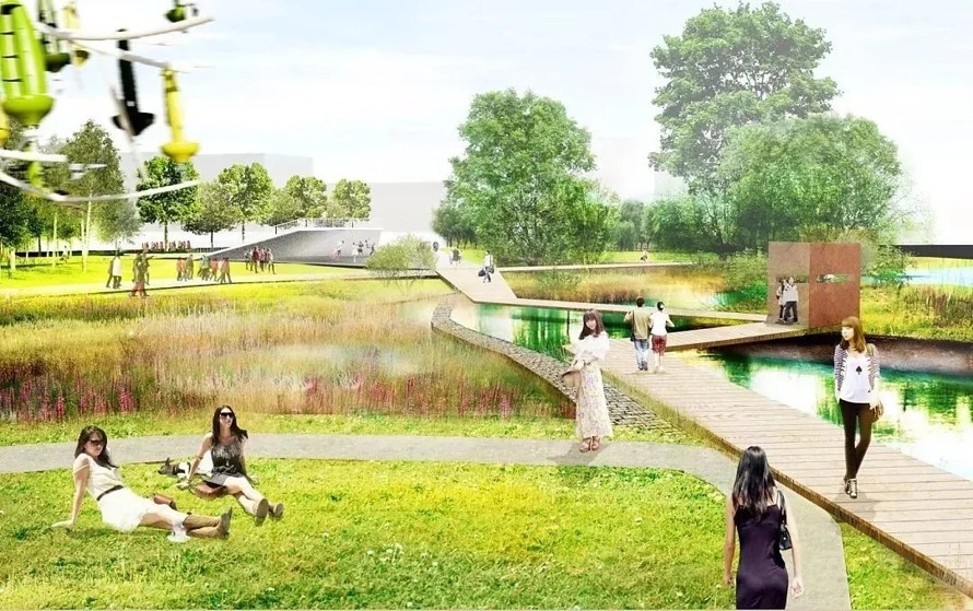 绿地与水系交织的社区公园—上海张江临港量子公园方案景观深化设计文本