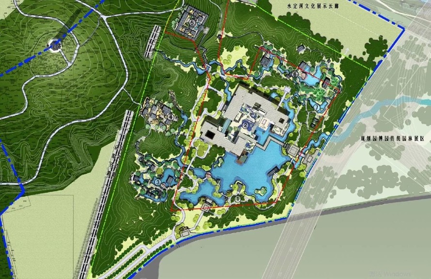 鹰山脚下-永定河畔-中式园林经典大成-国家级园林主题馆规划与建筑方案+CAD+展板（80页JPG+15展板+CAD）