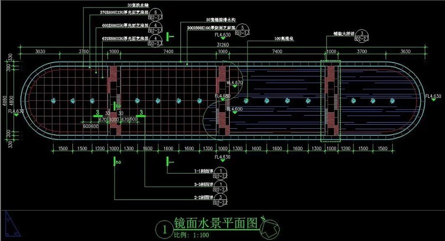 镜面水景-屋顶花园-上海某\万科中心二期\景观设计方案+扩初阶段CAD+最终全套施工图（设计方案+扩初+施工图）