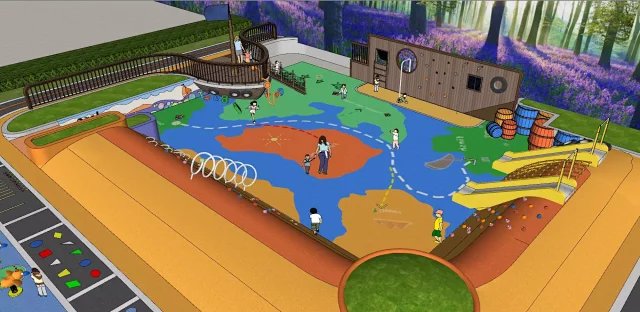 经典新亚洲风格示范区-艺术小品趣味型童乐园-重庆地产某项目示范区景观设计SU模型（资料为：1个SU模型）
