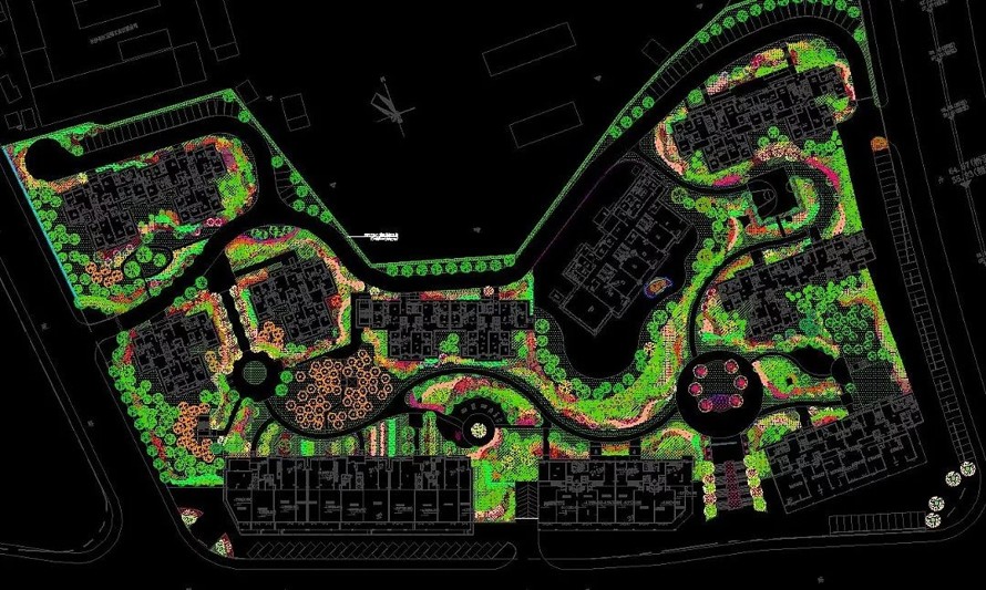 自然地形-完美流线-某甲级院设计小区景观工程全套施工图（该全套施工图包括：园建+绿化+水电）